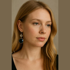 Women's Unbranded Black Silver Drop Earrings One Size